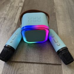 Bluetooth Karaoke Speaker + 2 Wireless Mics – LED Lights Party System
