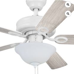 Mainstays 44" White Traditional Indoor Ceiling Fan with Light, 5 Blades, Pull Chains & Reverse Airflow,