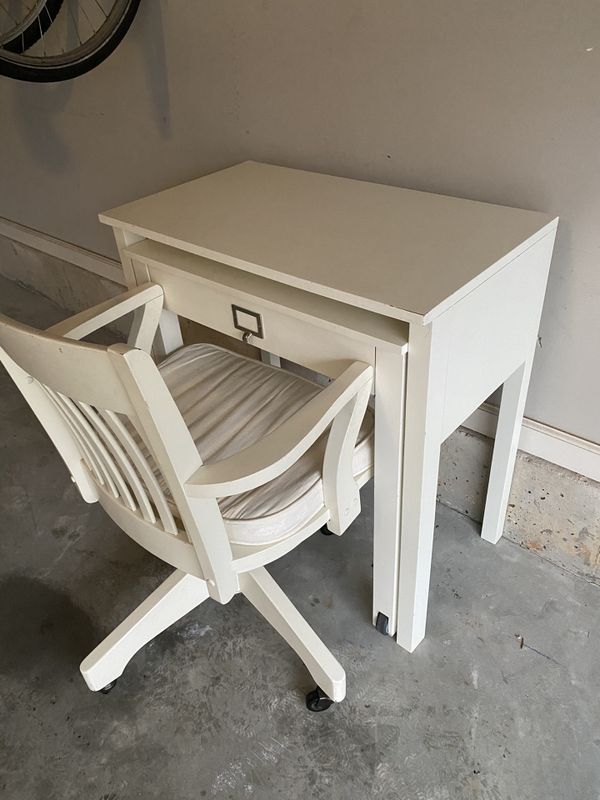 Working from home? Like new white Pottery Barn nesting desk and rolling