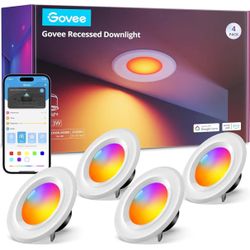 Govee Smart Retrofit Recessed Lighting 6 Inch, Wi-Fi Bluetooth Direct Connect RGBWW Retrofit Can Lights, 65 Scene Modes, Works with Alexa & Google Ass