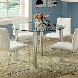 Brand New White 5pc Modern Style Dining Table Set