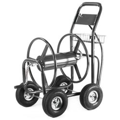 Hose Reel Cart, Hose Cart with Wheels Heavy Duty, Industrial Hose Reels for Outside, 300-Feet of 5/8" Hose Capacity

