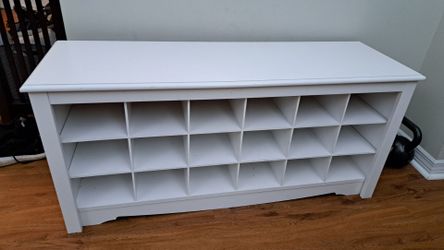 White Wood Shoe Storage Bench