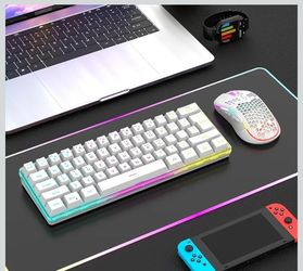 RedThunder 60% Wireless RGB Gaming Keyboard & Mouse Combo – Rechargeable (White)