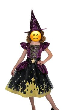 New Glow in the Dark Starry Witch Halloween Costume, Size M for Girls (7/8) / $10