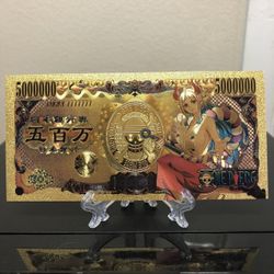 24k Gold Foil Plated Yamato One Piece Banknote