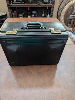 Black Top Grain Leather Pilot Case Briefcase