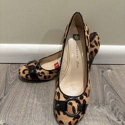 Anne Klein Iflex Leopard Pattern Calf’s Hair New Heels SZ 6