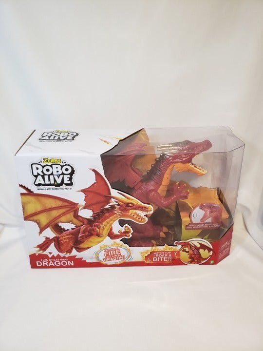 ROBO ALIVE Ferocious Roaring Dragon Battery-Powered Robotic Toy by Zuru (Red). Ages 3+