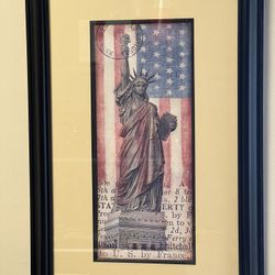 Beautifully Framed Statue Of Liberty American Flag Picture, Very Unique $45.00