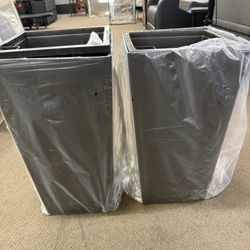 Garvee Large Outdoor Tall Planter Black Flower Pots, 23" Tapered Front Porch Decor Plant Pots with Water Level