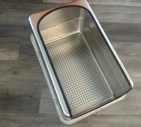 All Stainless Steel Sifting Cat Litter Box Good Working Condition Approx 23.6" x 15.7" x 15"