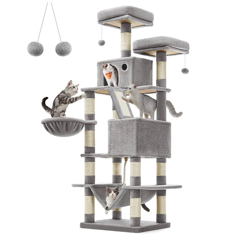 66.1in Cat Tree Light Grey PCT165W01