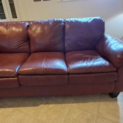 4  piece genuine leather burgundy furniture