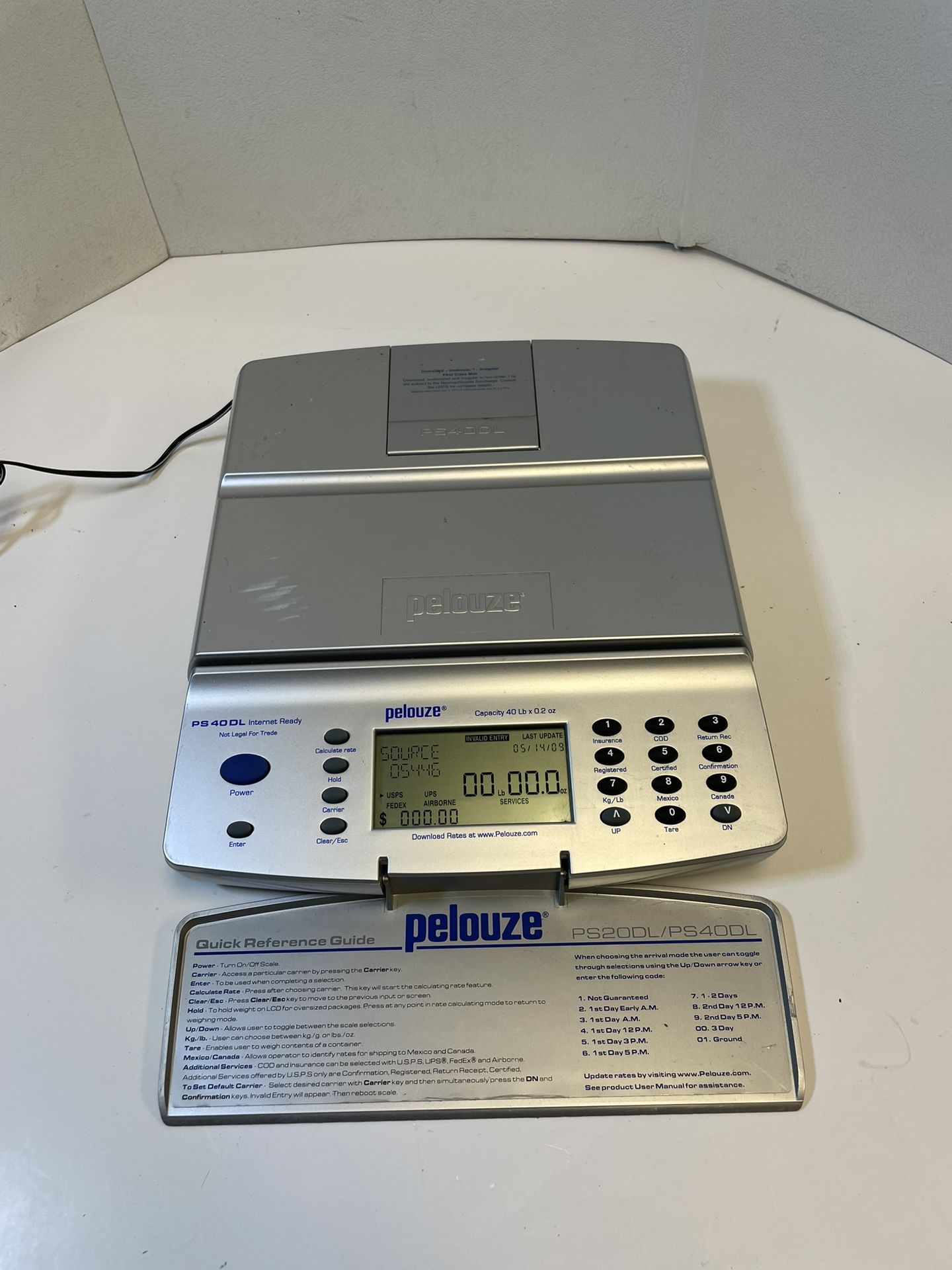 Pelouze Postal Scale PS40DL Internet Ready 40 LB X 0.2 oz Capacity - Tested
