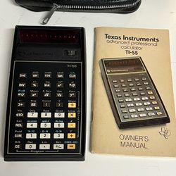 Vintage Texas Instruments TI-55 Calculator From 1977 Original Manual And Travel Case
