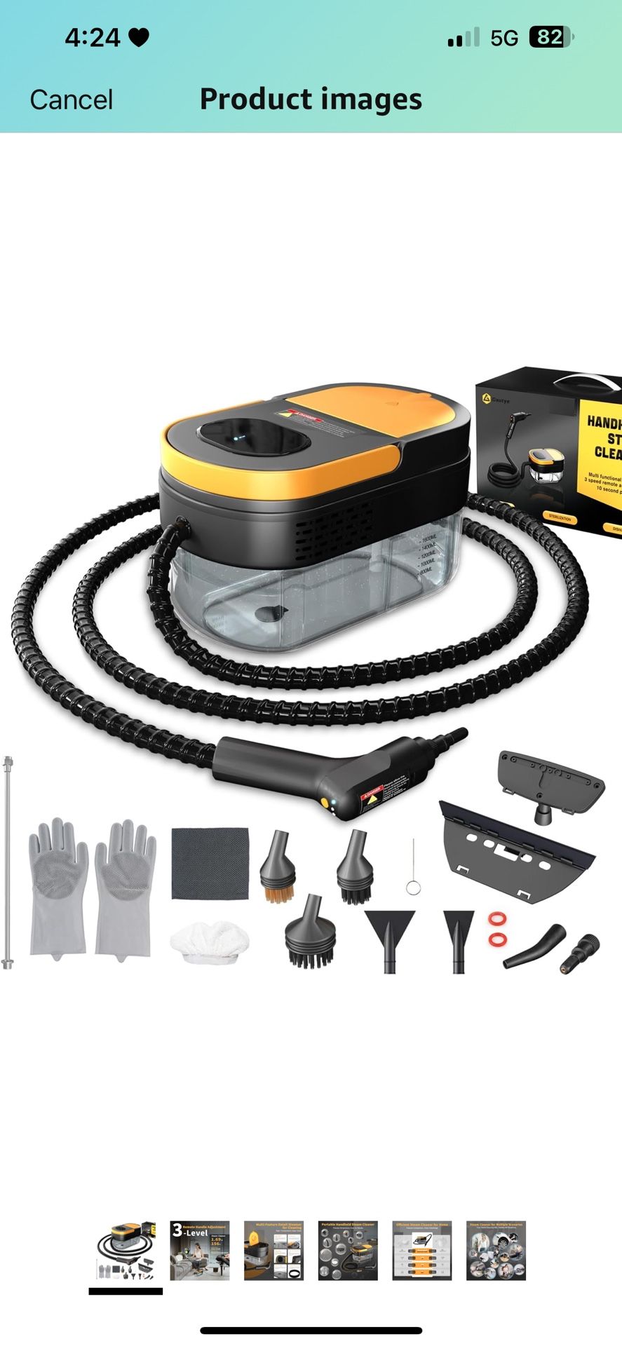 Steam Cleaner, 3-Level Adjustable Handle, 15s Heat-Up, 1.69 Quarts Tank, Portable Steamer for Cleaning with 15 pcs Accessories, Steam Cleaner for Home