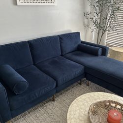 Burrow Nomad Velvet Sofa with Chaise