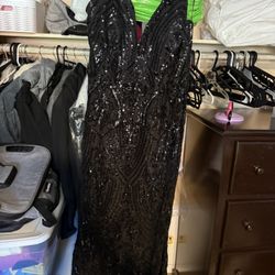 Black Long Sequin Dress 