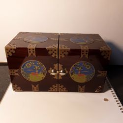Chinese Inlaid Enamel Hinged Jewelry Box