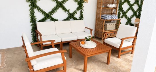 New!! Outdoor brown white  conversation set chat at five seat