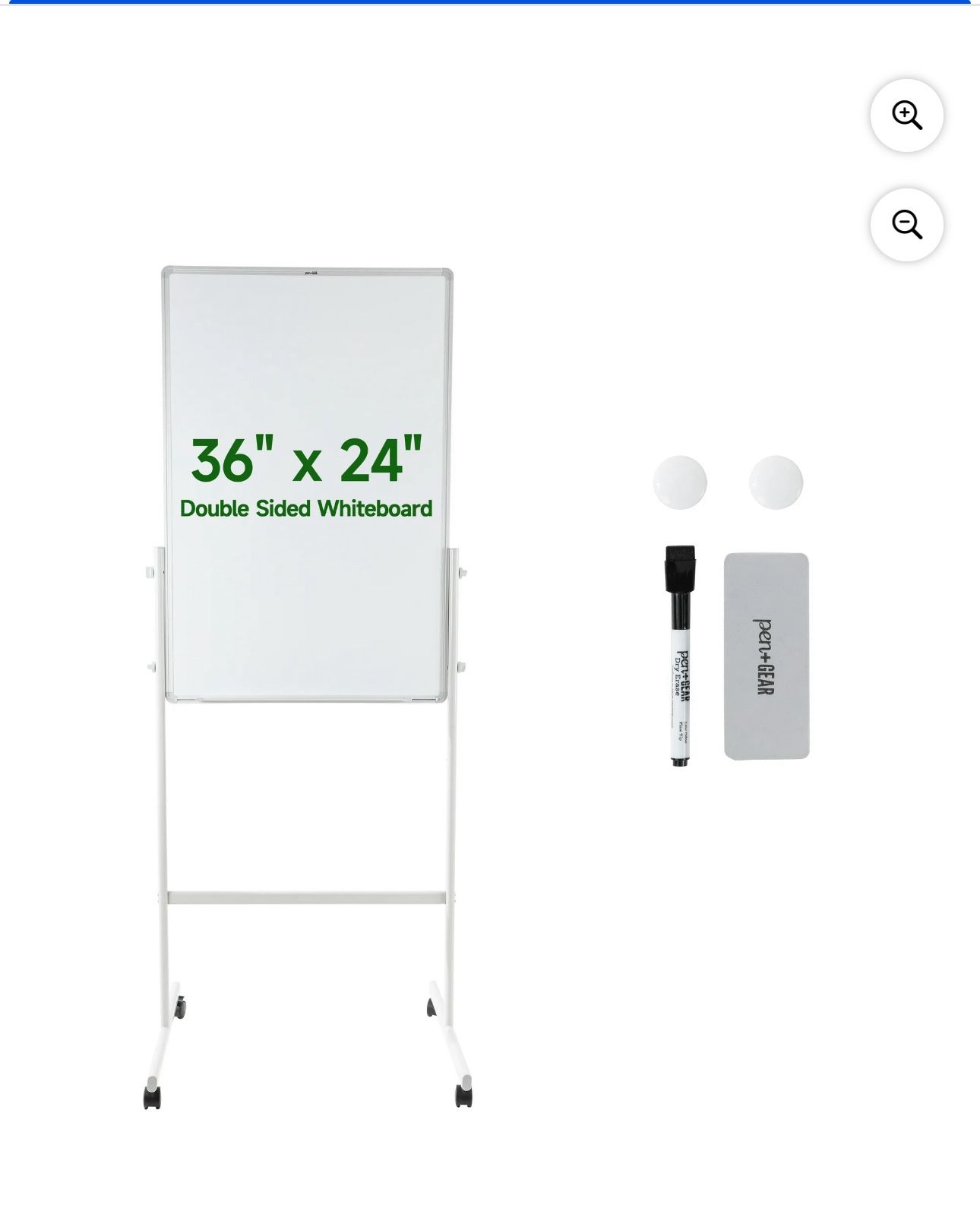 Pen + Gear Mobile Dry Erase Board, 24 X 36 inch, Whiteboard
