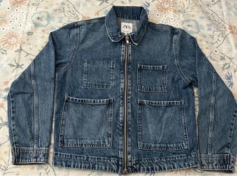 Zara men's denim chore work jacket  Size L