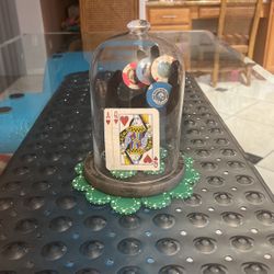 Casino Chips Under Glass On A Hand With some Stones 