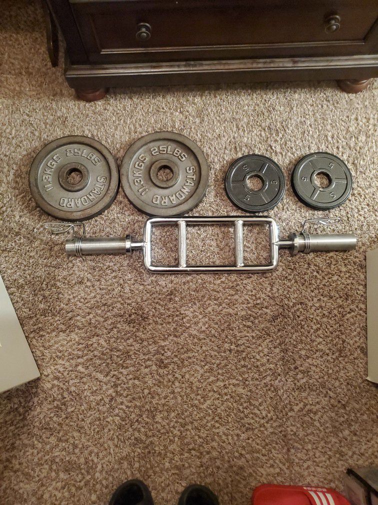 Olympic Plates and Tricep Bar