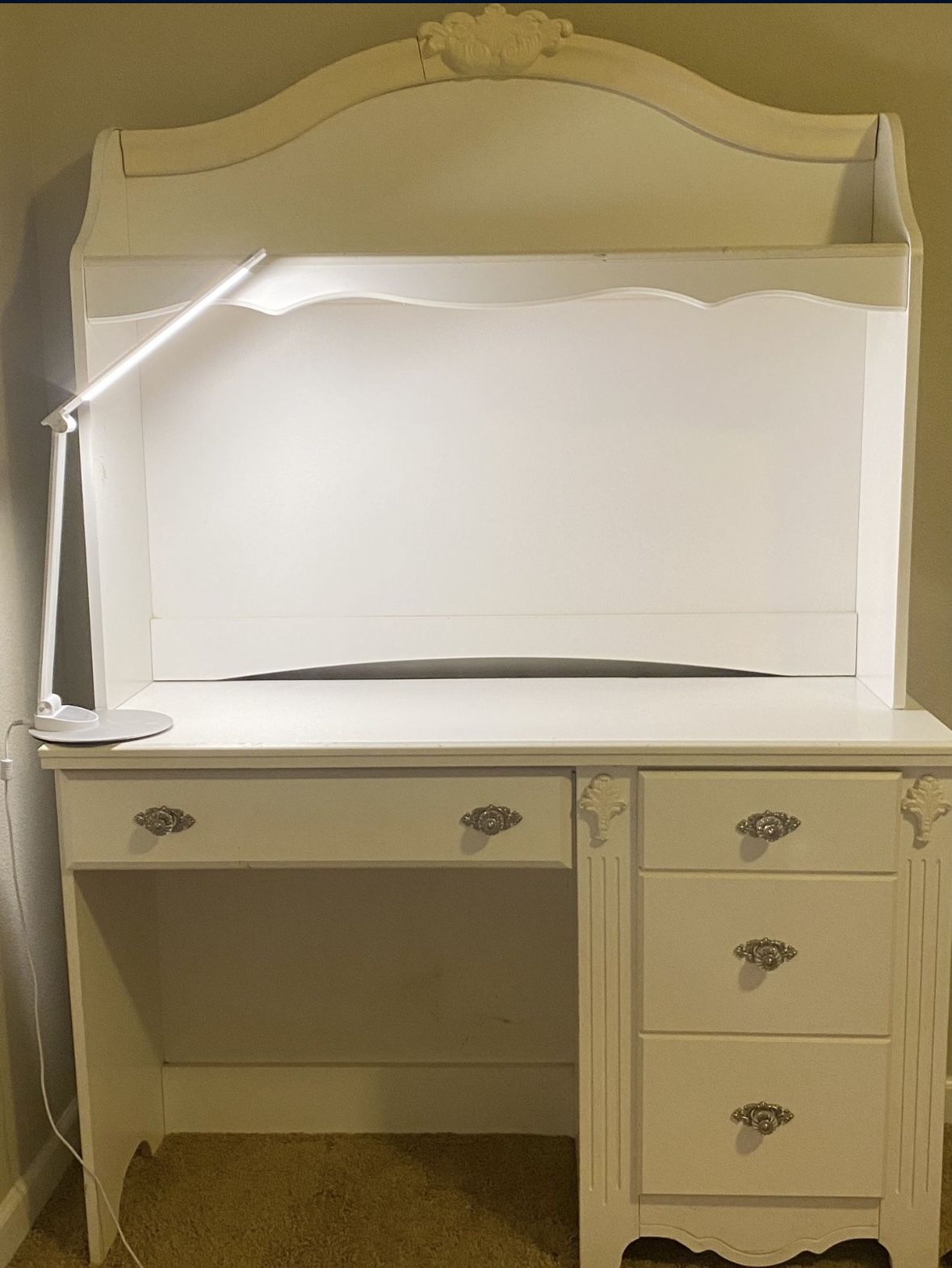 White Ashley Furniture Desk & Hucth