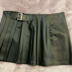 Pleated Mini Skirt, Black, Size S-M, New