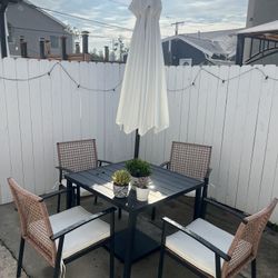 Patio Furniture Set: Table, Chairs, Umbrella