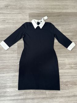 Lauren Ralph Lauren Black White Collar Knit Dress Women’s Medium