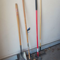 Landscaping Tools, Shovel, Metal Rake, Broom, Weed Picker, Pick Up Items