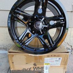 5 New Gloss Black 17X8.5 American Outlaw Lonestar Rims 5X5 +10MM Offset