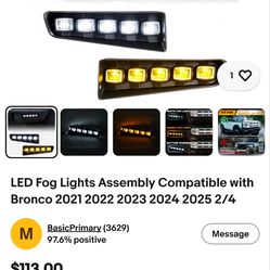 LED Fog Lights Assembly Compatible with Bronco 2021 2022 2023 2024 2025 2/4