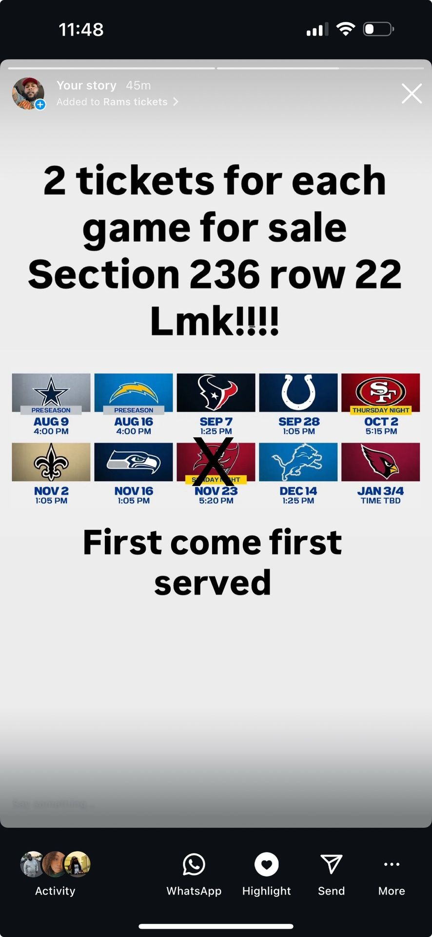 Rams Tickets For Sale… Prices Varies