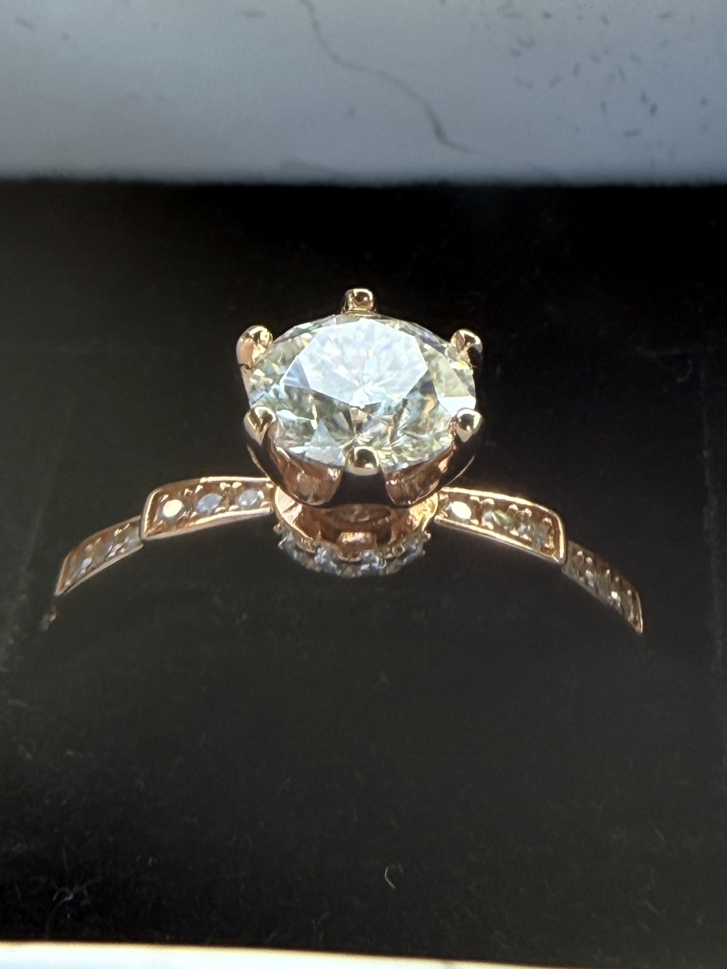 New 18K Rose Gold Plated Round cut 1ct,VVS1,D Color Moissanite Engagement Ring7