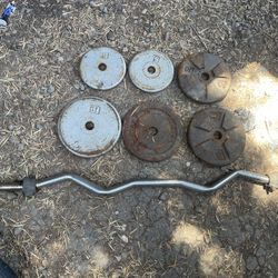 Standard Curl Bar With 50 Lbs Weight