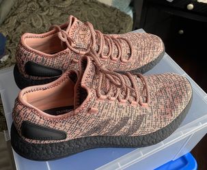 Adidas Pureboost Shoes Men’s Size 10.5  Salmon Pink Black Athletic CG2985 Boost