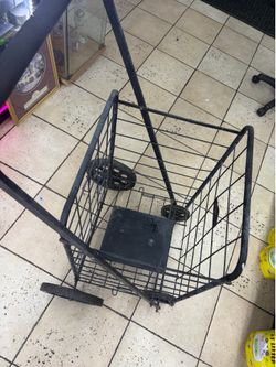 Heavy Duty Folding Shopping Cart - Metal Wire Rolling Utility Utility Cart