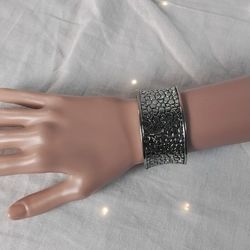 Woman's Silvertone Metal Hinged Cuff Bracelet