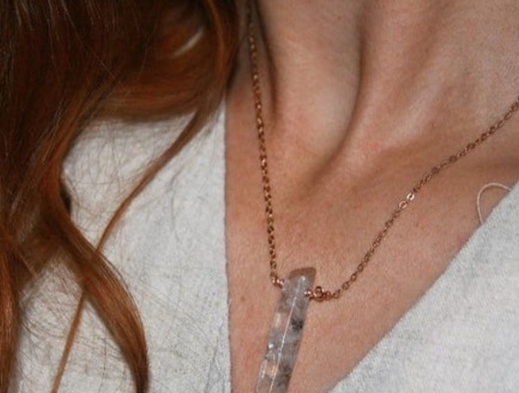 Handmade Clear Quartz And Rose Gold Necklace