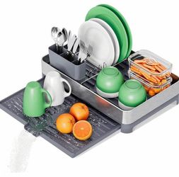 Stainless Steel Dish Drying Rack with Drainboard