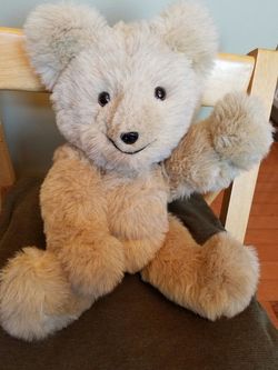 Happy bear stuffed plush tan teddy posable limbs