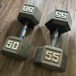 SINGLE dumbbell weights 50lb and 55lb $70 for both