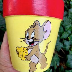 Hand Painted Clay Pot ‘Tom & Jerry’ 