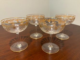 Vintage Stemware/cocktail glasses, gold detailing