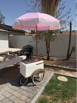 umbrella with popsicle cart