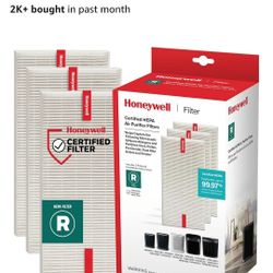 Honeywell HEPA Air Purifier Filter R, 3-Pack for HPA 100/200/300 and 5000 Series - Airborne Allergen Air Filter Targets Wildfire/Smoke, Pollen, Pet Da